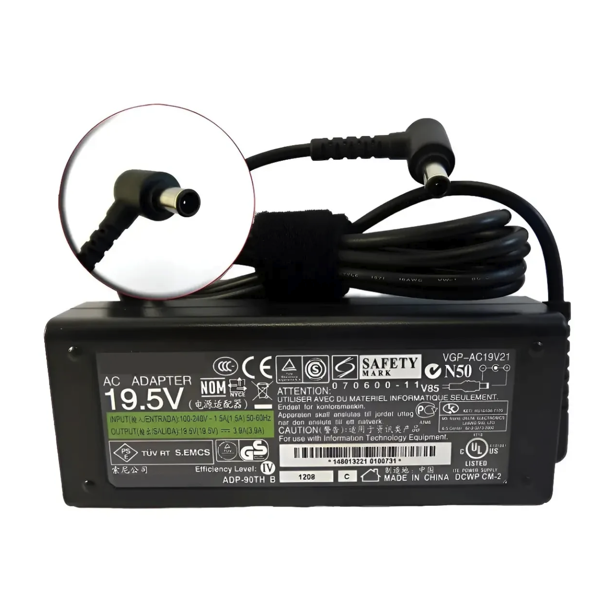 CARGADOR SONY 19.5V 2.05A PUNTA NEGRA 6.5X4.4MM 40W